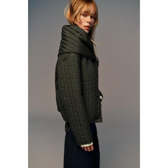 ZARA PUFFER JACKET WITH DETACHABLE SCARF - Picture 5 of 10